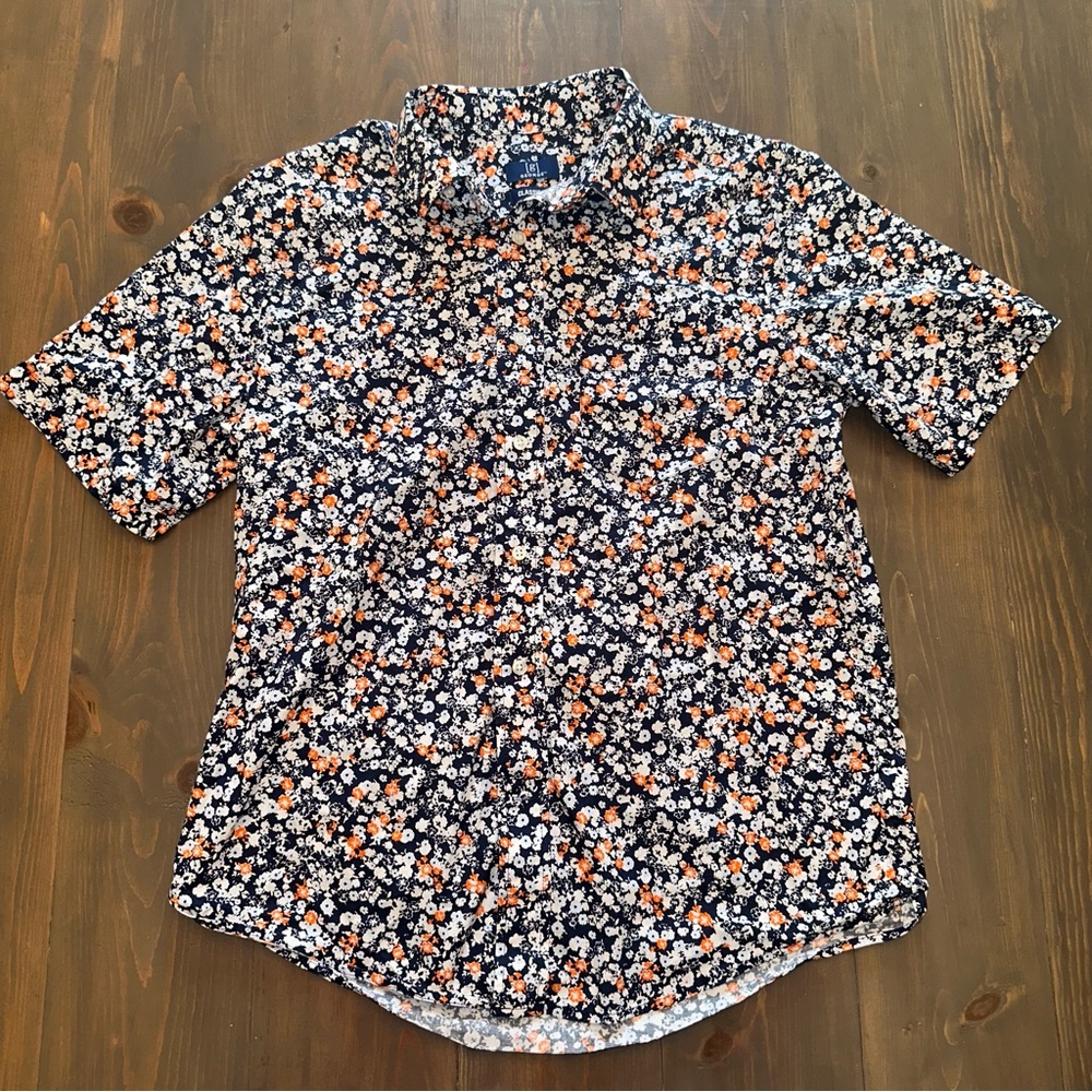 Floral pattern mens button down shirt
